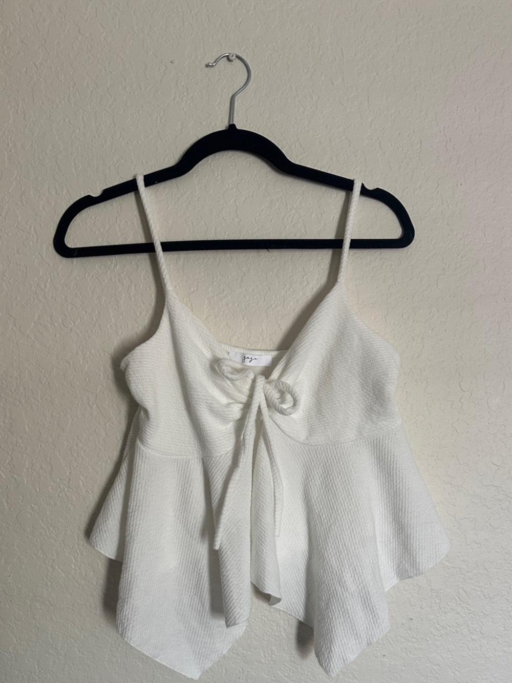 gaze White Tie-Front Handkerchief-Hem Camisole